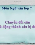 Bài giảng Ngữ văn 7 bài 23: Chuyển đổi câu chủ động sang câu bị động