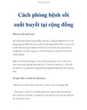 Cách phòng bệnh sốt xuất huyết tại cộng đồng