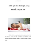 Hiệu quả của massage, xông hơi đối với phụ nữ