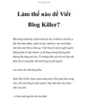 Làm thế nào để Viết Blog Killer?