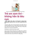 Trẻ em xem tivi không hẳn là tiêu cực