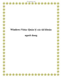 Windows Vista: Quản lý các tài khoản khách hàng