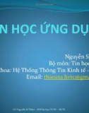 Bài giảng Tin học ứng dụng: Chương 1 - Nguyễn Sĩ Thiệu