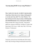 Tạo ứng dụng RAID Array trong Windows 7