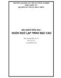 Bài giảng: Ngôn Ngữ lập trình bậc cao C++ - PGS.TS Nguyễn Hữu Công