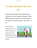 Giả lập Nintendo NES trên PC