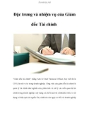 Đặc trưng và nhiệm vụ của Giám đốc Tài chính