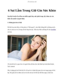 6 Sai Lầm Trong Giữ Gìn Sức Khỏe