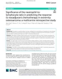 Significance of the neutrophil-tolymphocyte ratio in predicting the response to neoadjuvant chemotherapy in extremity osteosarcoma: A multicentre retrospective study