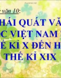 Bài giảng Ngữ văn 10 tuần 12: Khái quát văn học dân gian việt nam từ thế kỹ X đến hết thế kỹ XIX