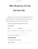 ĐiềuCần ghi sau Tai Nạn Nơi Làm Việc