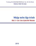 Bài giảng Nhập môn lập trình: Bài 2 - Trần Duy Thanh