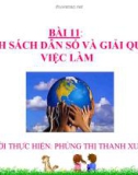 Bài giảng môn GDCD 11: Bài 11. Chính sách dân số và giải quyết việc làm