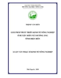Luận văn Thạc sĩ Kinh tế nông nghiệp: Giải pháp phát triển kinh tế nông nghiệp ở huyện miền núi Mường Ảng tỉnh Điện Biên