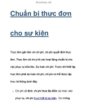 Chuẩn bị thực đơn cho sự kiện