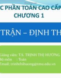 Bài giảng Toán cao cấp 1: Chương 1 - TS. Trịnh Thị Hường