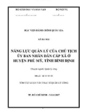 Tóm tắt Luận văn thạc sĩ Quản lý công: Năng lực quản lý của Chủ tịch Ủy ban nhân dân cấp xã ở huyện Phù Mỹ, tỉnh Bình Định