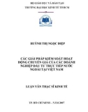 Luận văn Thạc sĩ Kinh tế: Các giải pháp kiểm soát hoạt động chuyển giá của các doanh nghiệp đầu tư trực tiếp nước ngoài tại Việt Nam