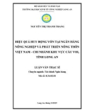 Luận văn Thạc sĩ Kinh tế: Hiệu quả huy động vốn tại ngân hàng Nông nghiệp và Phát triển Nông thôn Việt Nam - Chi nhánh Khu vực Cầu Voi, tỉnh Long An