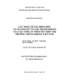 Luận văn Thạc sĩ Kinh tế: Các nhân tố tác động đến tỷ lệ nắm giữ tài sản thanh khoản của các công ty niêm yết trên thị trường chứng khoán Việt Nam