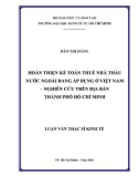 Luận văn Thạc sĩ Kinh tế: Hoàn thiện Kế toán thuế Nhà thầu nước ngoài đang áp dụng ở Việt Nam – nghiên cứu trên địa bàn thành phố Hồ Chí Minh