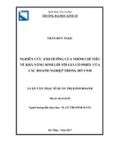 Luận văn Thạc sĩ Quản trị kinh doanh: Nghiên cứu ảnh hưởng của nhóm chỉ tiêu về khả năng sinh lời tới giá cổ phiếu của các doanh nghiệp trong rổ VN30