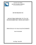 Tóm tắt Luận văn Thạc sĩ Quản lý kinh tế: Quản lý hoạt động đầu tư của các doanh nghiệp trực thuộc Quân khu V