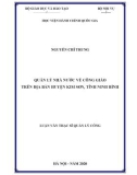 Luận văn Thạc sĩ Quản lý công: Quản lý Nhà nước về Công giáo trên địa bàn huyện Kim Sơn, tỉnh Ninh Bình