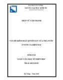 Tóm tắt Luận văn Thạc sĩ Triết học: Vấn đề kiểm soát quyền lực của nhà nước ở nước ta hiện nay