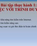 Bài giảng môn Tin học lớp 9 - Bài tập thực hành 1: Làm việc với trình duyệt web