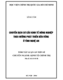 Tóm tắt Luận án Tiến sĩ chuyên ngành Kinh tế chính trị: Chuyển dịch cơ cấu kinh tế nông nghiệp theo hướng phát triển bền vững ở tỉnh Nghệ An