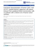 Báo cáo sinh học: Functional characterization of human Cd33+ And Cd11b+ myeloid-derived suppressor cell subsets induced from peripheral blood mononuclear cells co-cultured with a diverse set of human tumor cell lines