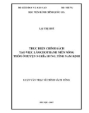 Luận văn thạc sĩ Chính sách công: Thực hiện chính sách tạo việc làm cho thanh niên nông thôn ở huyện Nghĩa Hưng, tỉnh Nam Định