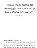 Tên đề tài: Phương pháp xác định mức trọng yếu và rủi ro kiểm toán tại Công ty Cổ phần Kiểm toán và Tư vấn A&C