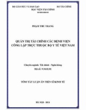 Tóm tắt luận án Tiến sĩ Tài chính – Ngân hàng: Quản trị tài chính và các bệnh viện công lập trực thuộc Bộ Y tế Việt Nam