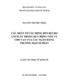 Luận văn Thạc sĩ Kinh tế: Các nhân tố tác động đến rủi ro lãi suất trong huy động vốn và cho vay của các ngân hàng thương mại cổ phần