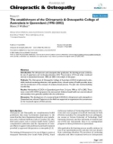 Báo cáo y học: The establishment of the Chiropractic & Osteopathic College of Australasia in Queensland (1996–2002)