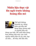 Nhiên liệu thực vật lên ngôi trước khủng hoảng dầu mỏ