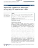 Báo cáo hóa học: Higher order Hermite-Fejér interpolation polynomials with Laguerre-type weights