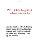 ZIF: vật liệu thu giữ khí cacbonic có chọn lọc