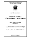 Tóm tắt luận văn Thạc sĩ Văn hóa học: Văn hóa ẩm thực của người Việt ở Hậu Giang