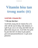 Vitamin hòa tan trong nước (tt)