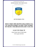 Luận văn Thạc sĩ Quản trị kinh doanh: Hoàn thiện môi trường hoạt động của các doanh nghiệp tại khu công nghiệp Mỹ Phước tỉnh Bình Dương đến năm 2020