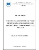 Luận án Tiến sĩ Kinh tế: Tác động của các nhân tố cấu thành hệ thống kiểm soát nội bộ đến hiệu quả hoạt động của tập đoàn điện lực Việt Nam