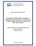 Tóm tắt luận văn Thạc sĩ Kế toán: Kiểm soát nội bộ trong nghiệp vụ ngân quỹ tại Ngân hàng TMCP Đầu tư và Phát triển Việt Nam – Chi nhánh Bắc Quảng Bình