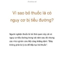 Vì sao bỏ thuốc lá có nguy cơ bị tiểu đường?