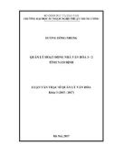 Luận văn thạc sĩ Quản lý văn hóa: Quản lý hoạt động nhà văn hóa 3 - 2 tỉnh Nam Định