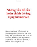 Những vấn đề cần hoàn chỉnh để ứng dụng biomarker