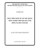 Luận văn Thạc sĩ Kinh tế: Phát triển kinh tế tập thể trong nông nghiệp trên địa bàn tỉnh Đồng Nai đến năm 2025