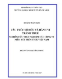 Luận văn Thạc sĩ Kinh tế: Cấu trúc sở hữu và hành vi tránh thuế - Nghiên cứu thực nghiệm các Công ty niêm yết tại TTCK Việt Nam